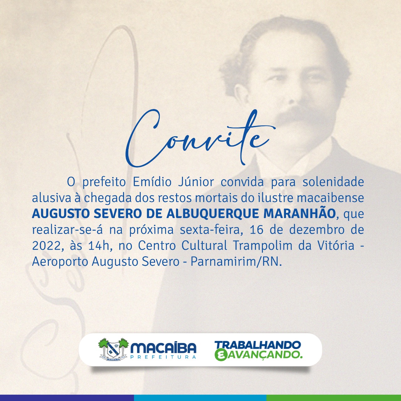 Traslado de Augusto Severo para o RN será concluído na próxima sexta (16) - Prefeitura Municipal de Macaíba Traslado de Augusto Severo para o RN será concluído na próxima sexta (16) - Prefeitura Municipal de Macaíba